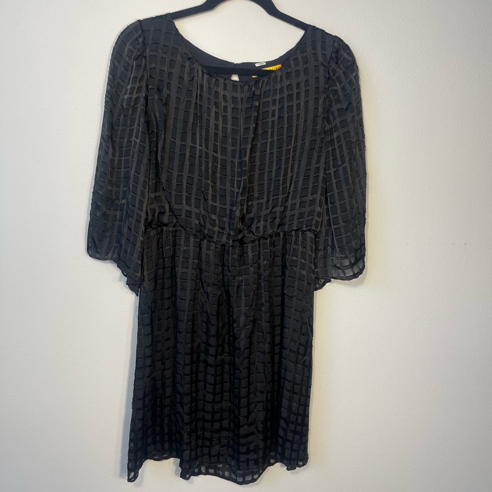 Alice + Olivia Black Silk Windowpane Dress